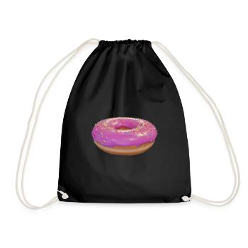 Rosa Donut mit Streuseln - Turnbeutel - Schwarz - Vorne