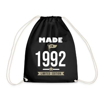 MADE IN 1992 born in 1992 birthday 29 years - Drawstring Bag - black - Front