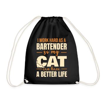 Hilarious Bartender Cat Lover Quote - Drawstring Bag - black - Front