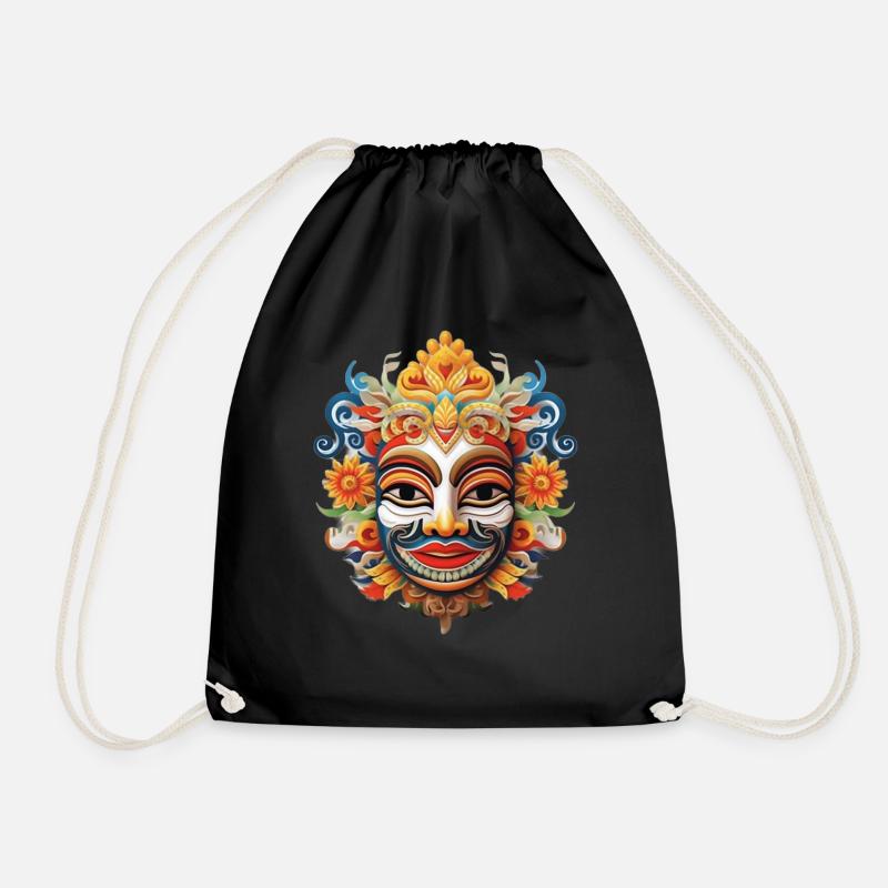 BALI INDENOSIE MASK - Drawstring Bag - black