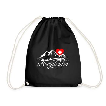 Bergdoktor Berge Alpen Apres Ski Skifahren - Turnbeutel - Schwarz - Vorne