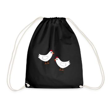 Huhn weiß weiße Hühner Hennen Ostern - Turnbeutel - Schwarz - Vorne