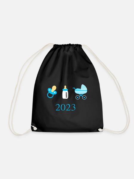 Baby 2023 Geburt Junge Vorlage personalisierbar - Turnbeutel - Schwarz