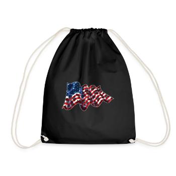 Cow Pattern USA Flag Farm Animal Gift Cow - Drawstring Bag - black - Front