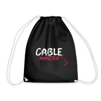 cable addicted wakeboard motiv Geschenk Boot Wake - Turnbeutel - Schwarz - Vorne