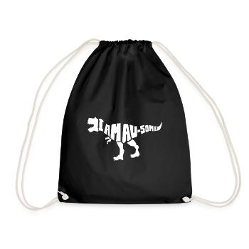 Dinosaurier. I am awesome style. Geschenkidee - Turnbeutel - Schwarz - Vorne
