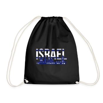 Israeli Geschenk Israelische Flagge Israel - Turnbeutel - Schwarz - Vorne