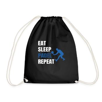 eat sleep padel repeat - Drawstring Bag - black - Front