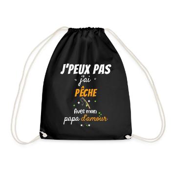 Angeln mit der Familie - Turnbeutel - Schwarz - Vorne