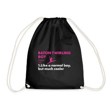 Baton Twirler Boy Definition Baton Twirling - Drawstring Bag - black - Front