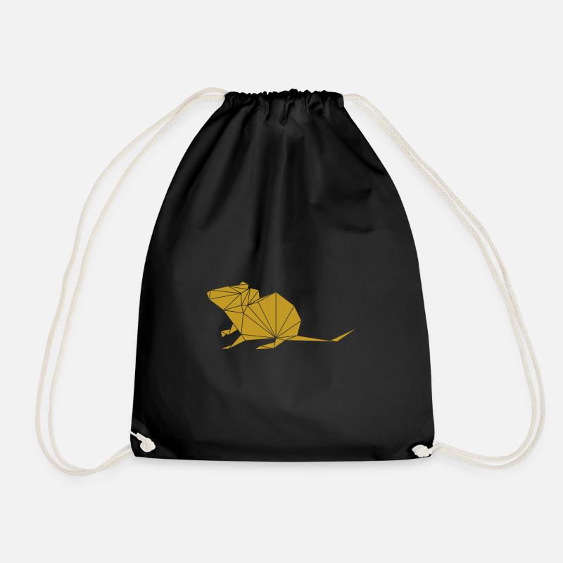Mouse geometric - Drawstring Bag - black