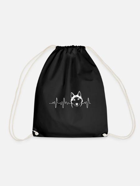 Herzschlag Husky - Turnbeutel - Schwarz