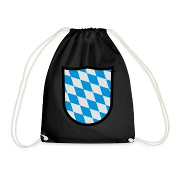 Bayern, Wappen - Turnbeutel - Schwarz - Vorne