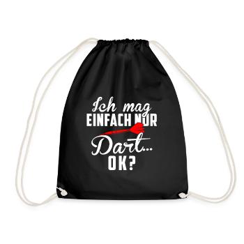 Dart Shirt · Darts · Darten · Ich mag einfach Dart - Turnbeutel - Schwarz - Vorne