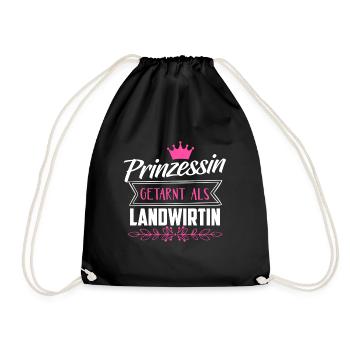 Landwirtin Shirt · Landwirtschaft · Prinzessin - Turnbeutel - Schwarz - Vorne