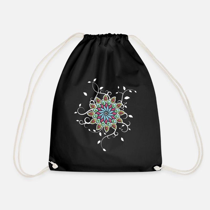 Mandala floral - Turnbeutel - Schwarz