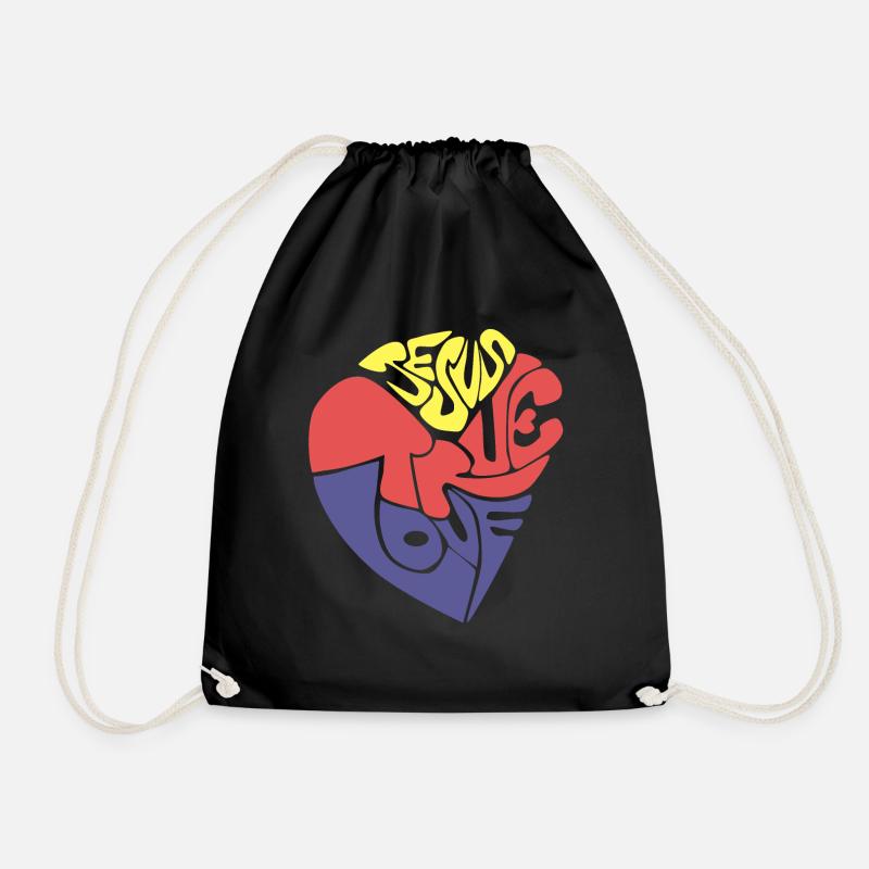 true love Jesus - Drawstring Bag - black