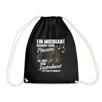 Blasmusik Musikant Geschenk · Pausen - Turnbeutel - Schwarz - Vorne