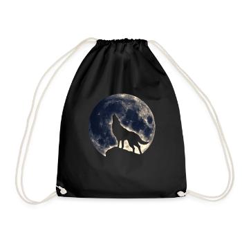 Wolf Mond - Turnbeutel - Schwarz - Vorne