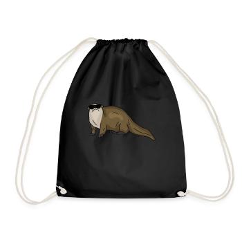 Otter Fischotter Seeotter Geschenkidee Tiere - Turnbeutel - Schwarz - Vorne