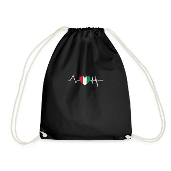 Italy Italian Italian heartbeat gift - Drawstring Bag - black - Front
