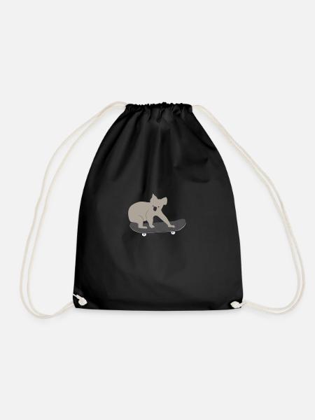 Skateboard skating skateboarding koala gift idea - Drawstring Bag - black