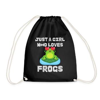 Just A Girl Who Loves Frogs Retro Cute Green Frog - Drawstring Bag - black - Front
