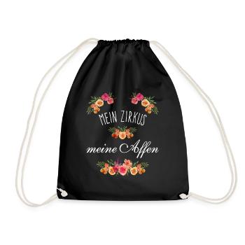 Mein Zirkus Meine Affen Chef Chefin Geschenk - Turnbeutel - Schwarz - Vorne
