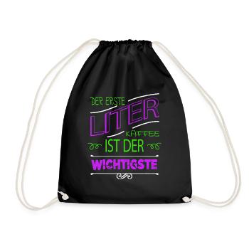 bday tasse verschlafen geburtstagsgeschenkidee - Turnbeutel - Schwarz - Vorne
