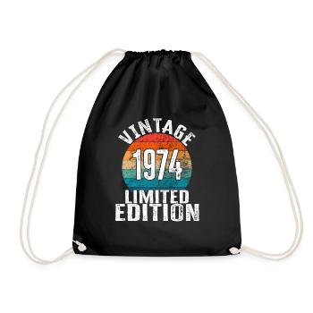 Year of birth 1974 Vintage Limited Edition Retro - Drawstring Bag - black - Front