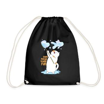 Cat Playing Bubble - Drawstring Bag - black - Front
