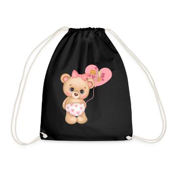 Teddy bear baby sayings baby clothes children's clothing - Drawstring Bag - black - Front