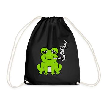 Stoned Weed Joint Frog - Drawstring Bag - black - Front
