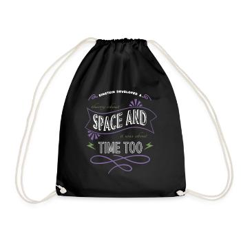 weightless funny astronomy geek astrophysics - Drawstring Bag - black - Front