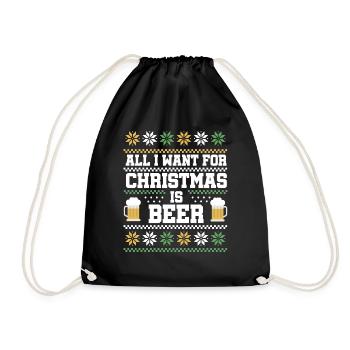 Christmas Saying Beer - Drawstring Bag - black - Front