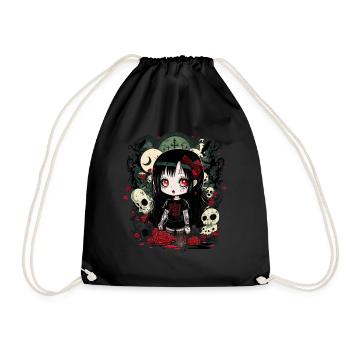 Anime Horror Chibi: Kawaii Gothic Halloween - Drawstring Bag - black - Front
