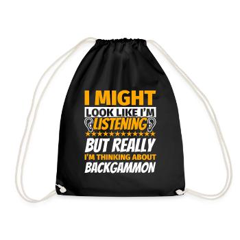 Backgammon Funny Gift - Drawstring Bag - black - Front