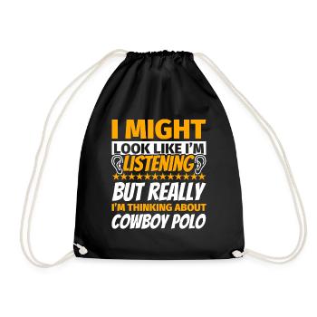 Cowboy Polo Fun Gift - Drawstring Bag - black - Front