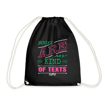 gift idea jokes a time book quotes books and cats - Drawstring Bag - black - Front