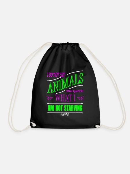 fruit animal rights gift earth plant based plant - Turnbeutel - Schwarz