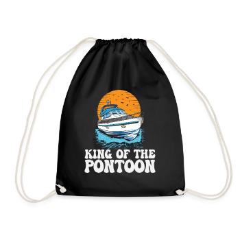 King Of The Pontoon Motorboat Captain Pontooning - Drawstring Bag - black - Front