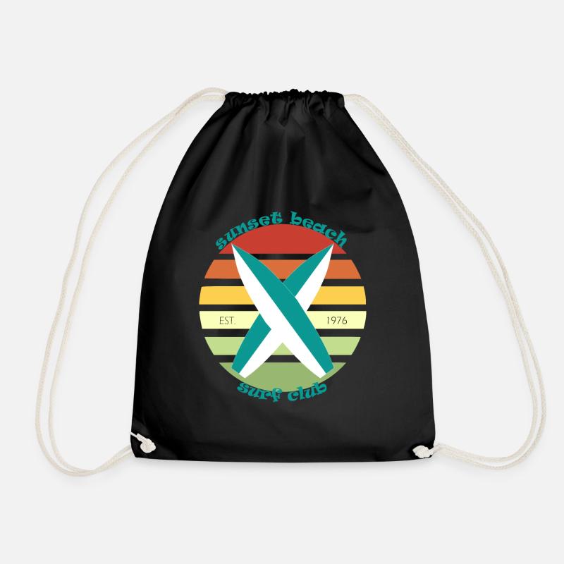 Sunset Beach Surf Club - Drawstring Bag - black