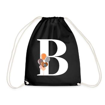 Buchstabe b Geburtstagsballon - Turnbeutel - Schwarz - Vorne