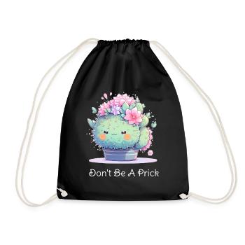 Sei kein Stachel - Kawaii Cactus Design - Turnbeutel - Schwarz - Vorne