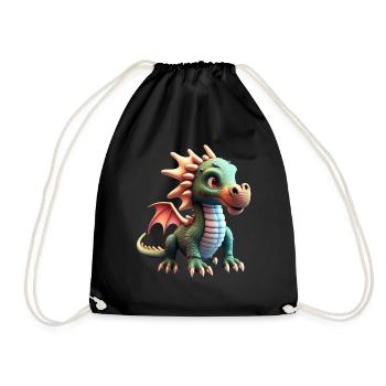 cute little baby dragon funny - Drawstring Bag - black - Front