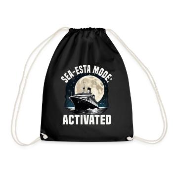 Sea-esta Mode Activated Cruise Ship Vacation - Drawstring Bag - black - Front