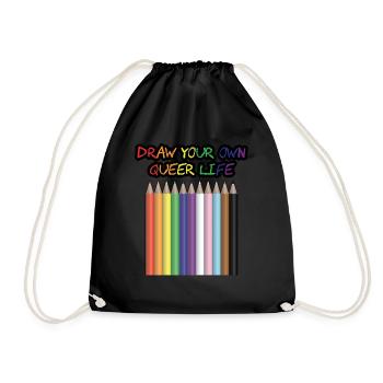 Draw Your Own Queer Life (Progress colours) - Drawstring Bag - black - Front