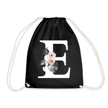 Lettre e floral tropical - Sac de sport léger - noir - Devant