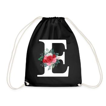 Lettre e floral rouge - Sac de sport léger - noir - Devant