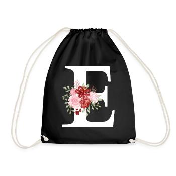 Lettre e floral rouge - Sac de sport léger - noir - Devant
